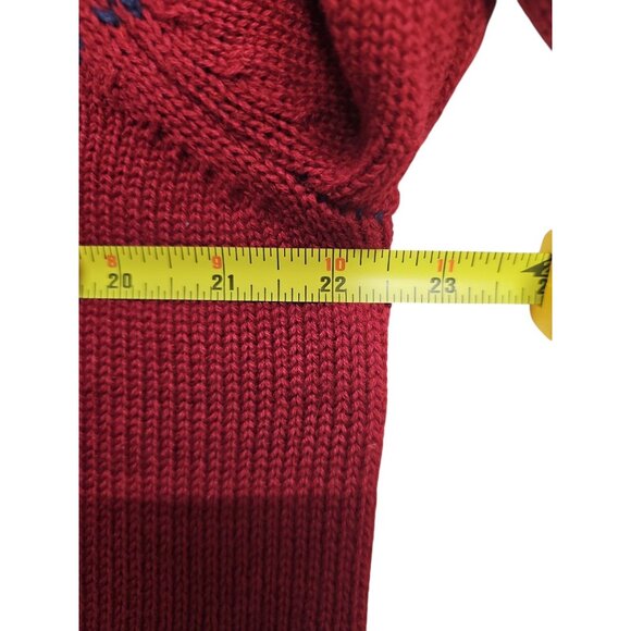 IZOD Biking Red Mens Fairisle Quarter Zip Sweater Large - Picture 5 of 11